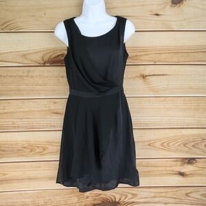 Mossimo Fit & Flare Dress Womens 2 Black Lined Sleeveless Gathered Fabric Formal